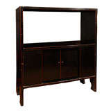 Antique Black Elmwood Cabinet w/ Red Trim